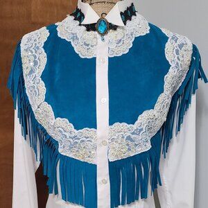 Custom Made Western Shirt  with Lace, Sequins and Ultrasuede